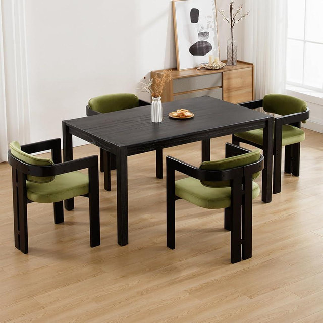 DM Furniture Velvet Barrel Dining Chairs Set of 4, Modern Upholstered Dining Room Chairs with Back & Armrest, Farmhouse Green Round Accent Chairs for Dining/Living Room/Bedroom/Side, Green