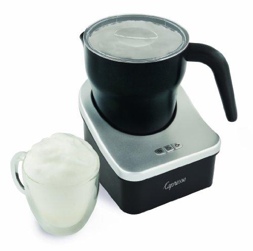 Capresso 202.04 froth Pro Milk Frother for Cappuccino, Espresso, Latte and Hot Chocolate, 7" x 5" x 6", Silver/Black
