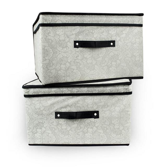 Salinas Damask Flipped Lid 2 Piece Fabric Underbed Storage Set (Set of 2)