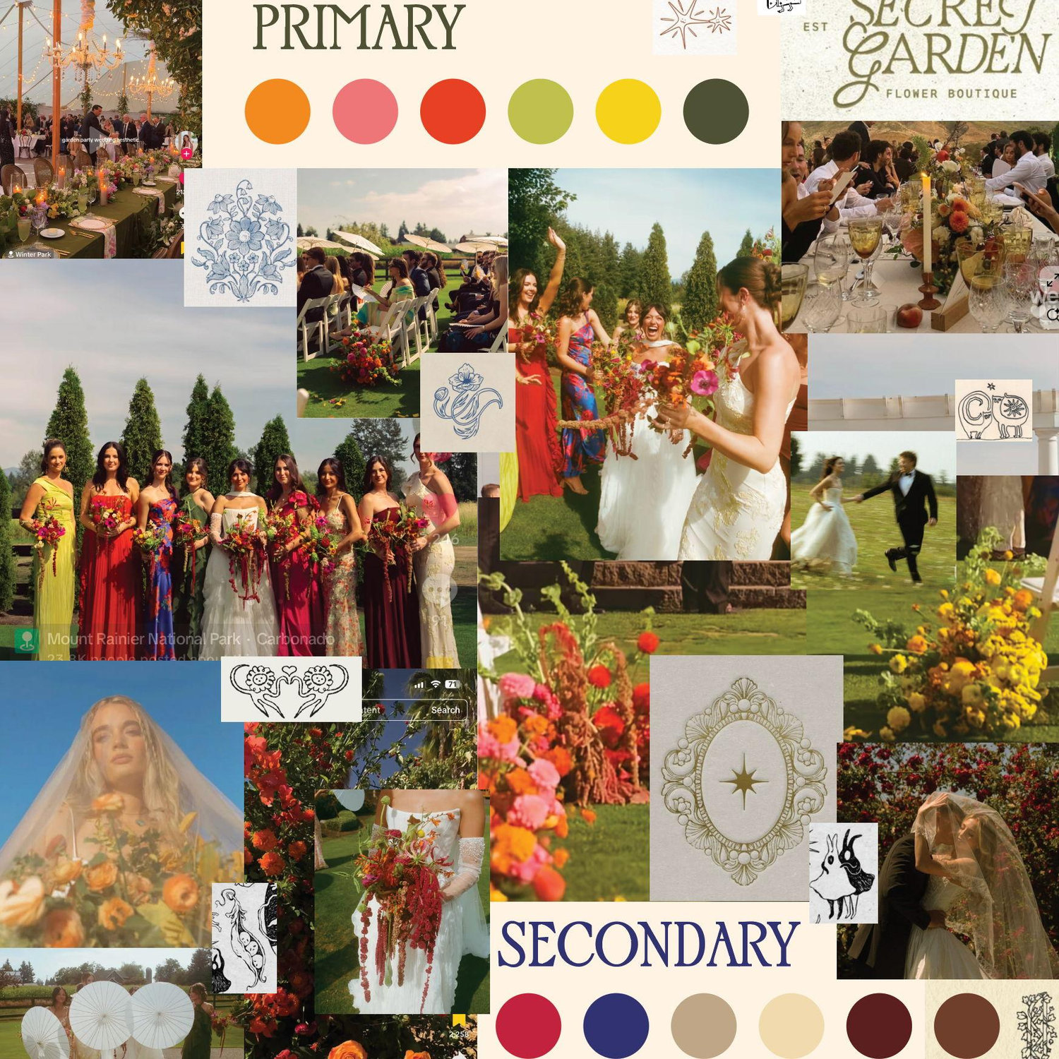 Mood board for outfit inspiration! Any of the colors from the primary or secondary palettes are more than welcome; have fun with it!