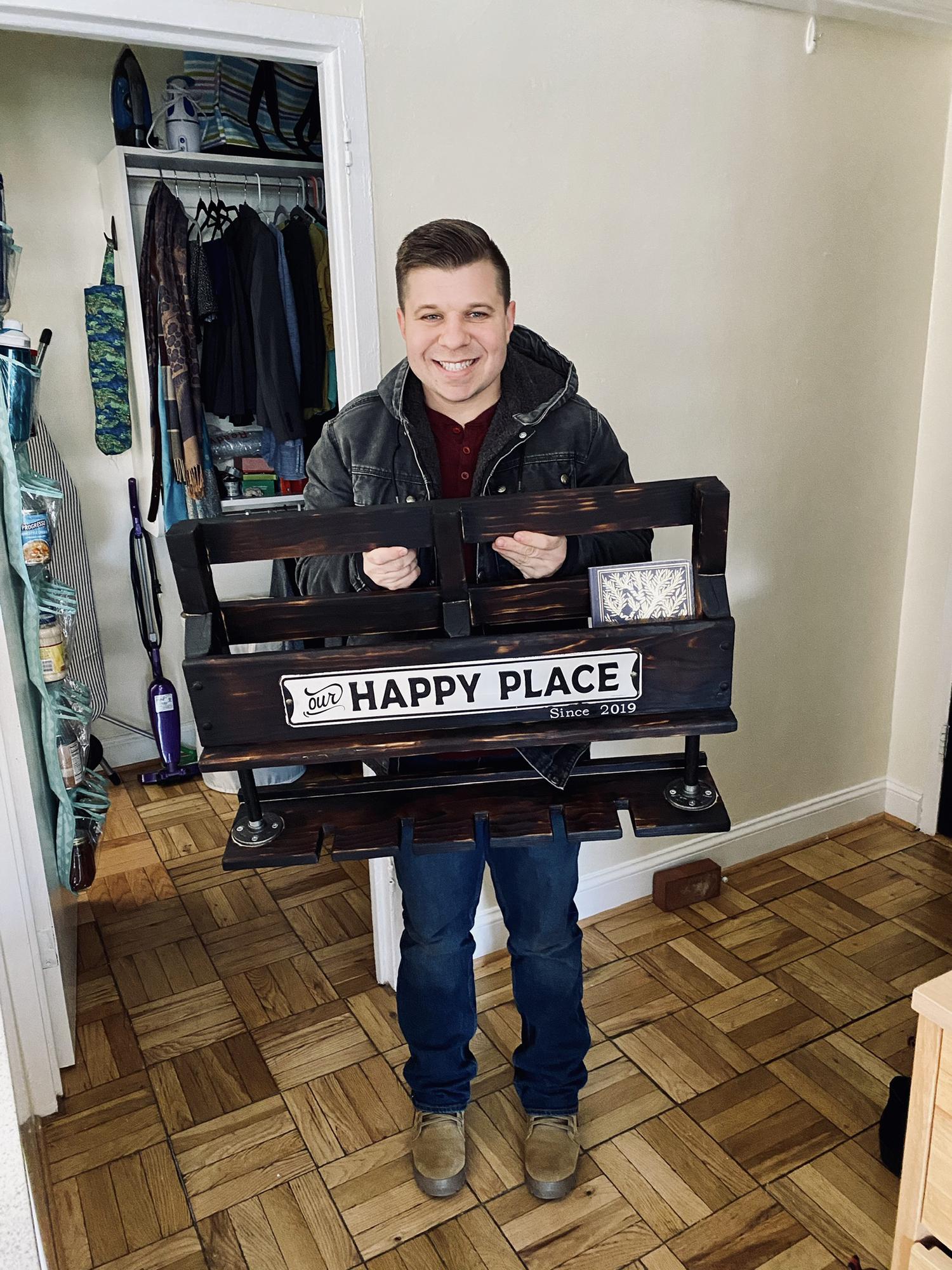 February 2020, circa COVID-19, Capitol Hill, DC.
Javi BUILT me a wine rack.