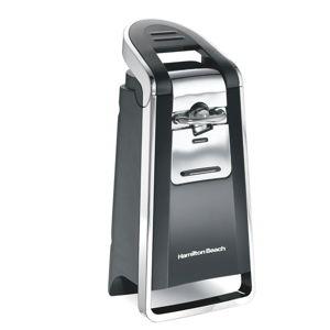 Hamilton Beach Smooth Touch Electric Automatic Can Opener with Easy Push Down Lever, Eliminates Sharp Edges, Opens All Standard-Size and Pop-Top Cans, Extra Tall, Black and Chrome (76606AG)