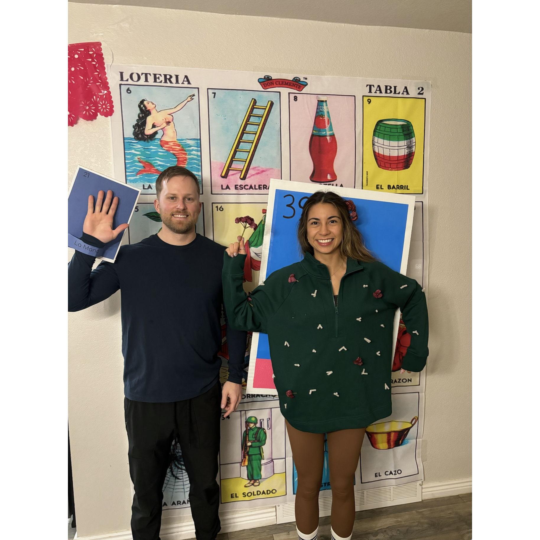 Lotería party with our friends. Paola was a cacti and Ryan was the hand.