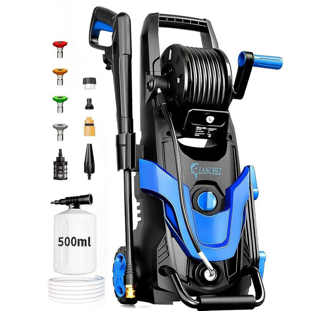 2026 New Upgrade Pressure Power Washer 4800PSI w/4 Quick Connect Nozzles, Inlet Hose & Filter&500ML Soap Tank, High Cleaning Machine for Cars/Fences/Driveways/Patios/Home Cleaning,Blue