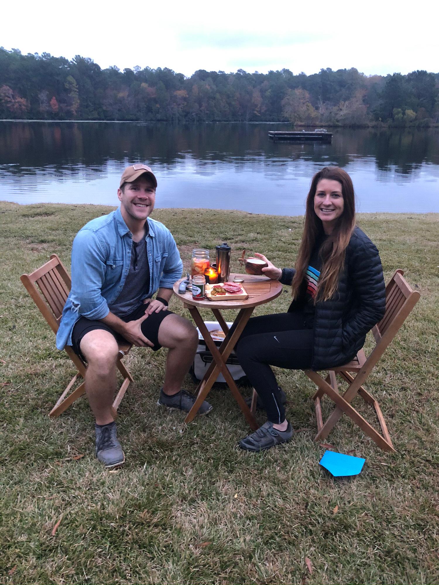 Austin really outdid himself for year 1 of Kristen’s birthday celebration. A bike ride to this setup with a homemade charcuterie board, a personalized kuksa filled with coffee, and a glass of wine.