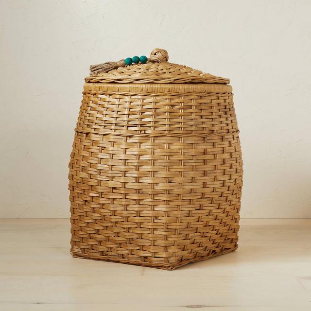18" x 21.5" Rattan Basket with Tassel Lid Natural - Opalhouse™ designed with Jungalow™