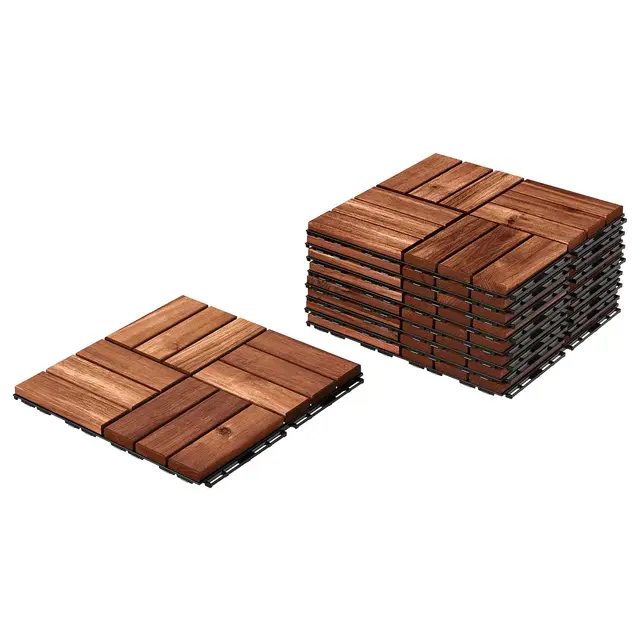 RUNNEN Decking, outdoor, brown stained, 9 sq feet