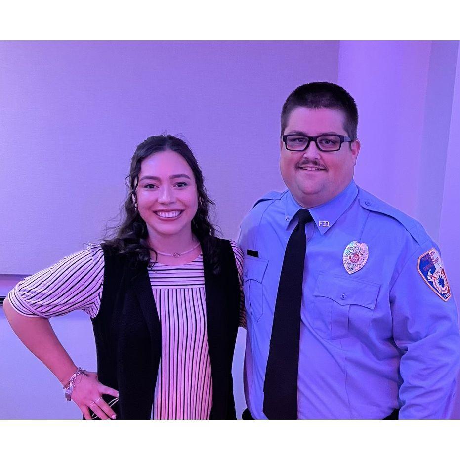 Our first picture together taken at Ben's graduation ceremony for the Pasadena Fire Fighter Academy in November of 2022.