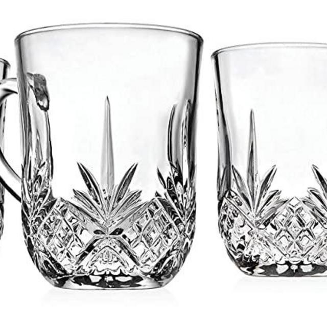 Godinger Coffee Mugs, Glass Coffee Mug Cups Set - Dublin Collection, Set of 4