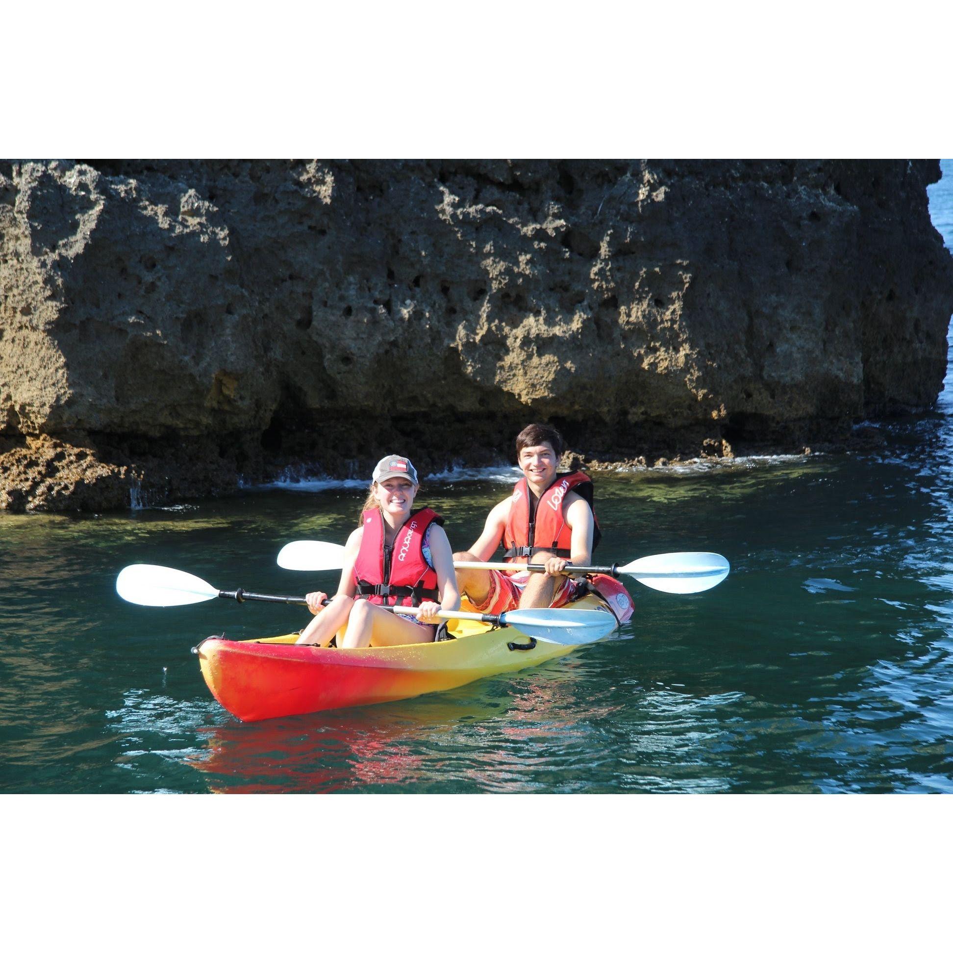 Grant enjoyed a lovely afternoon of free-loading off Georgie's hard paddling work around the coast of Lagos, Portugal