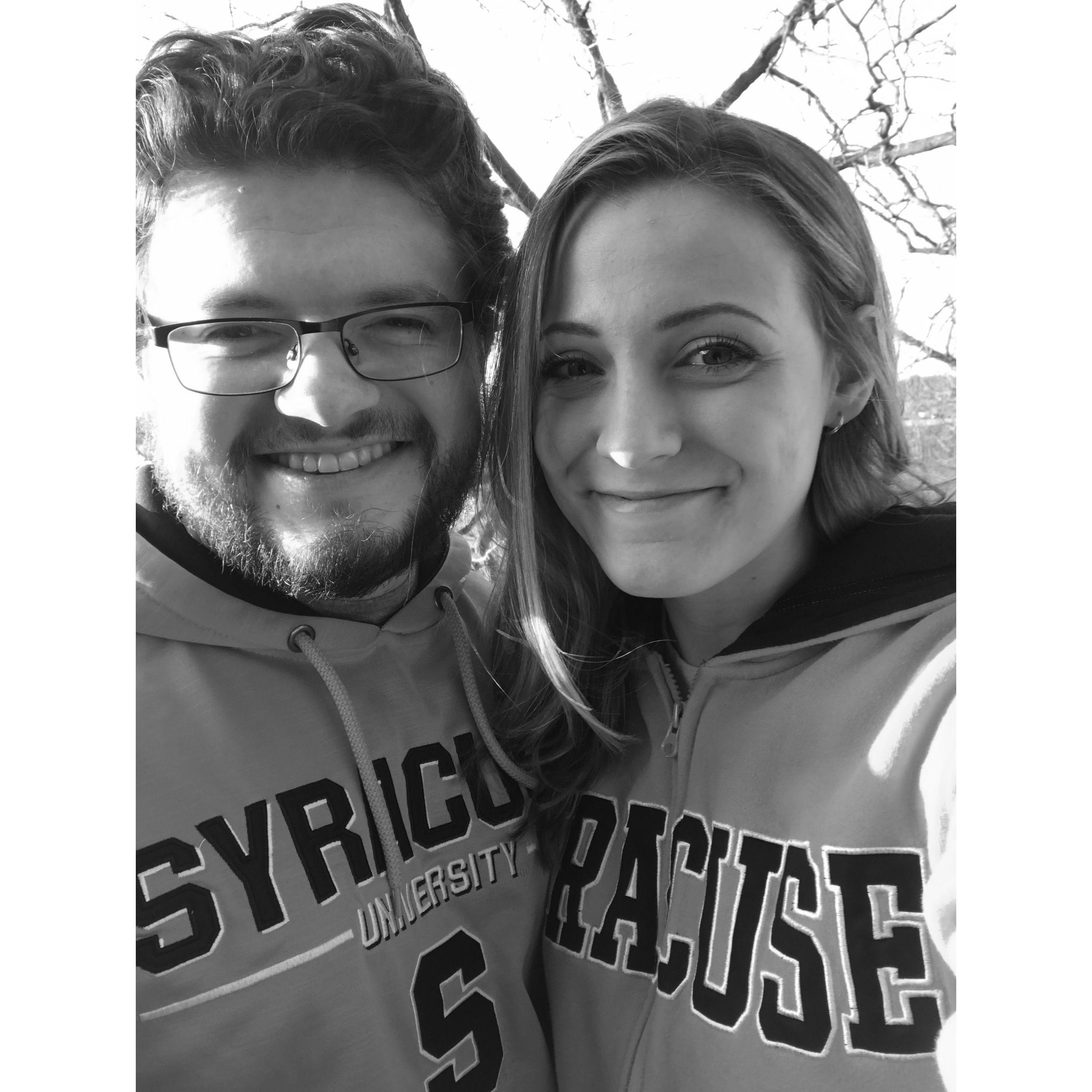A fun fall football day in Syracuse on TJ's fire escape out of his attic apartment. So many memories, long talks, and sunsets watched on that fire escape.