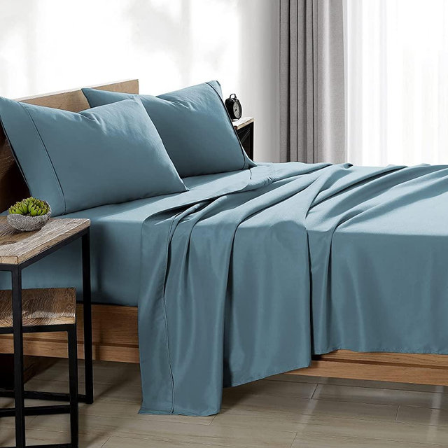 Bare Home Split King Sheet Set - 1800 Ultra-Soft Microfiber Split King Bed Sheets - Double Brushed - Split King Sheets Set - Deep Pocket - Bed Sheets & Pillowcases (Split King, Coronet Blue)
