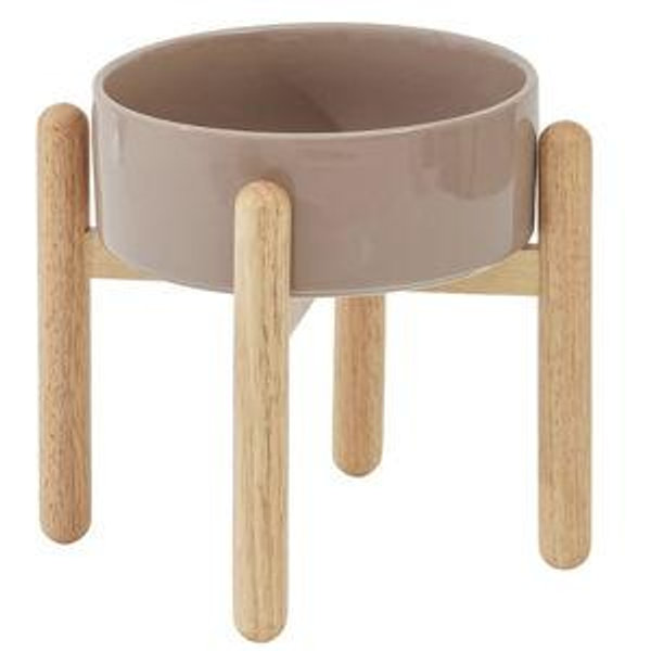 SINGLE Ceramic 8.2inch Raised Dog Bowl (Brown Coffee)