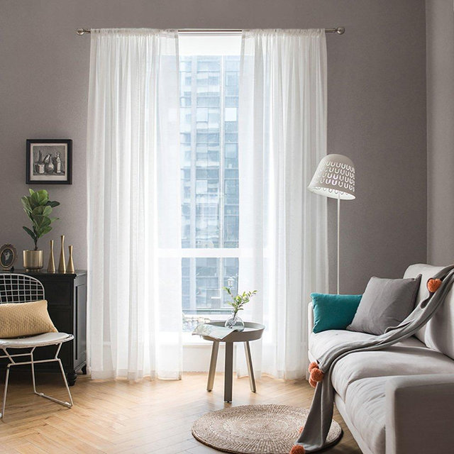 MIULEE White Sheer Curtains 90 inches Long Window Curtains 2 Panels Solid Color Elegant Window Voile Panels/Drapes/Treatment for Bedroom Living Room (54X90 Inches White)