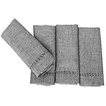 Set of 4 Handcrafted Solid Dark Gray Color Dinner Napkins