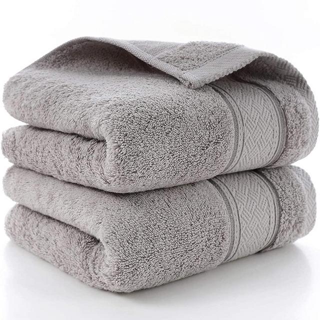 Bathroom Hand Towels - Quality Hand Towels No Lint , 100% Cotton Super Soft Highly Absorbent for Hand & Face Washcloths Set, Size 13" x 29" ( Grey , 2 Pack)