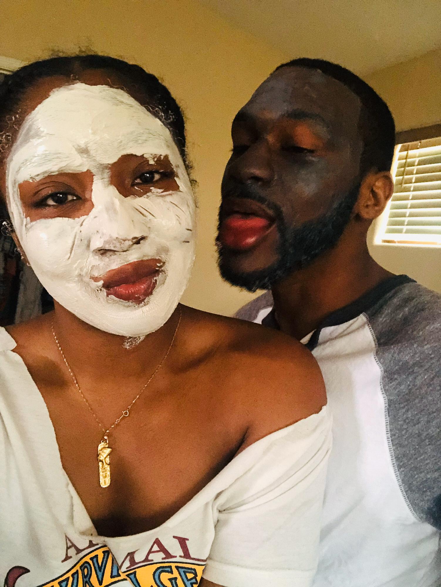 Date night in the house, face mask!
