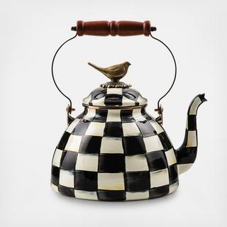 Courtly Check Tea Kettle with Bird