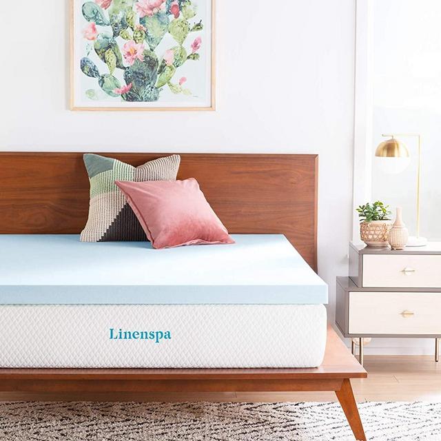 Linenspa 3 Inch Memory Foam Mattress Topper, Gel Infused Queen Mattress Topper with Cover, CertiPUR-US Certified