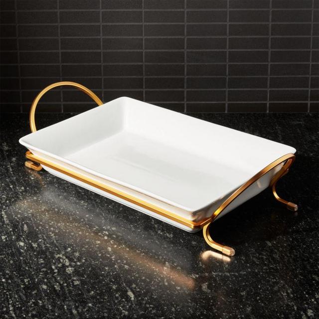 Cambridge 13.75" Gold Baking Dish with Rack