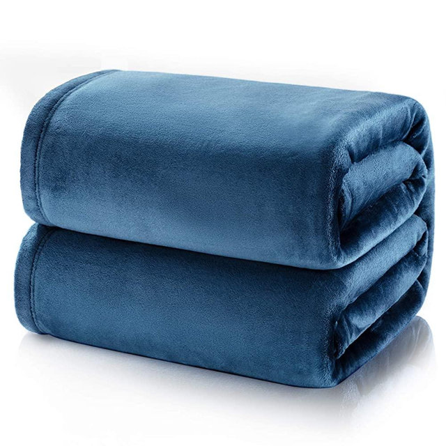 Bedsure Flannel Fleece Blanket King Size (108"x90"), Stone Blue - Lightweight Blanket for Sofa, Couch, Bed, Camping, Travel - Super Soft Cozy Microfiber Blanket