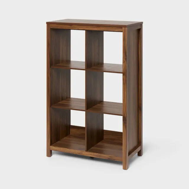 13" 6-Cube Vertical Shaker Style Cube Storage Walnut Brown - Brightroom™
