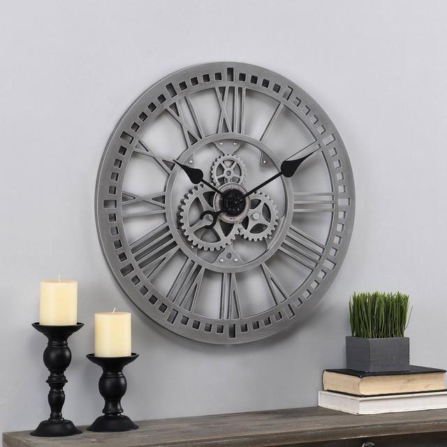 Roman Gear Clock Silver - FirsTime