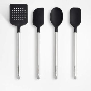 Crate & Barrel Black Silicone and Stainless Utensil, Set of 4