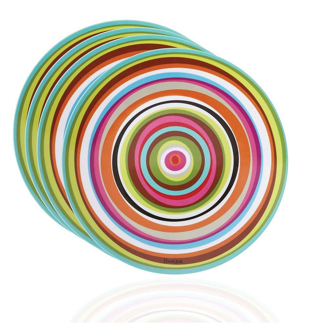 French Bull Plates - 4 Piece Set - 11 inch Melamine Dinner Plate Set - Melamine Dinnerware for Indoor and Outdoor - Ring