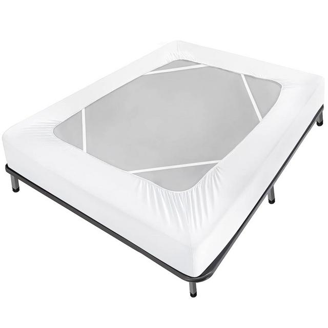 Box Spring Cover Queen Size Bed Skirt Wrap 4 Side of The Mattress, Stretch & Snug Fit, Ultra Soft, Wrinkle Free, Replacing Bed Skirts for Hotel and Home, White