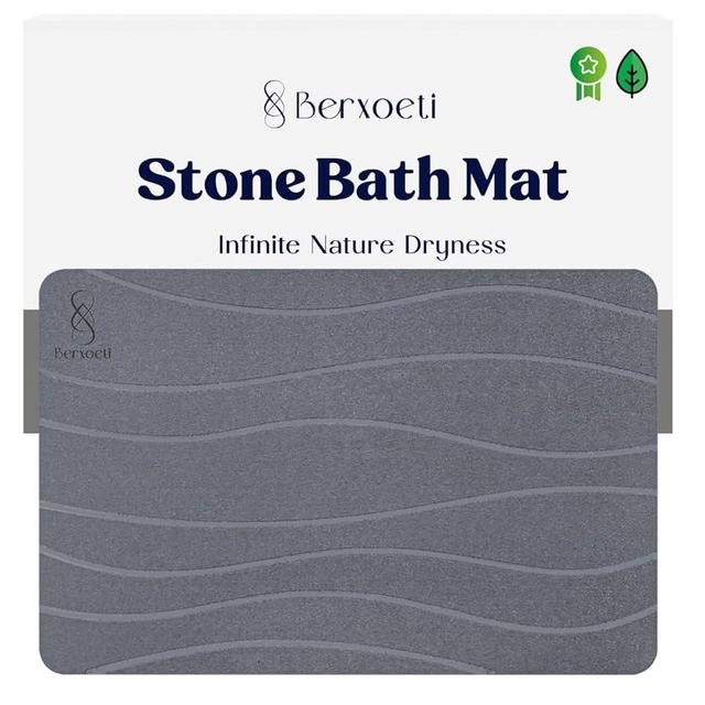 BERXOETI Stone Bath Mat, Diatomaceous Earth Bath Mat Stone - Ultra Quick Drying Stone Bath Mat | Non-Slip, Dry Fast Solid Super Absorbent Stone Bath Mats for Bathroom, Stone Shower Mat