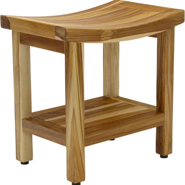 18" Sumba™ Clear-Shield Teak Shower Bench with Shelf