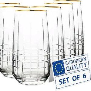 Gold rim drinking glasses set of 6