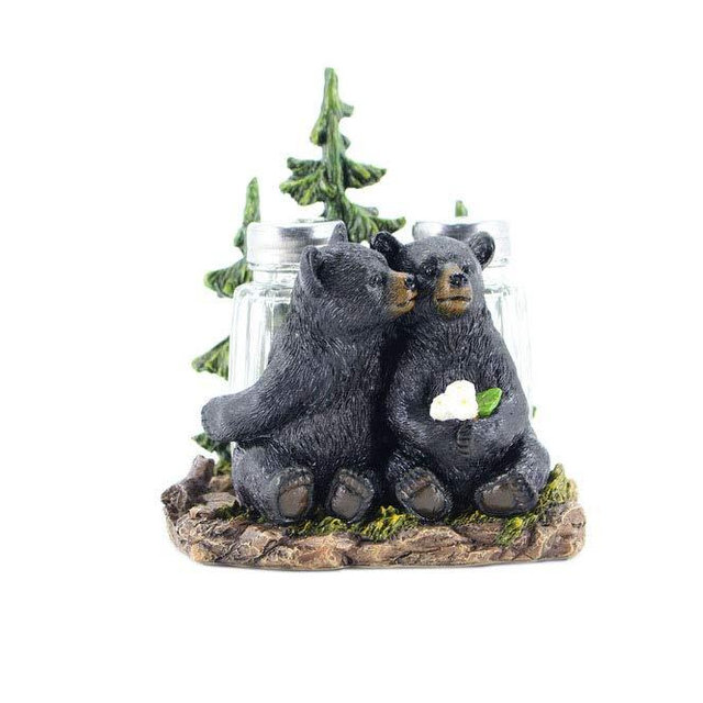 Comfy Hour Western Retro Collection Resin Lover Bears Beside Pine Tree Salt and Pepper Bottle, Lodge, Cottage and Cabin Style, S&P (Bottle Not Included)