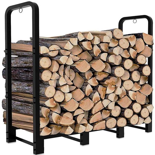 Artibear Firewood Rack Stand 4ft Heavy Duty Logs Holder for Outdoor Indoor Fireplace Metal Wood Pile Storage Stacker Organzier, Matte Black…