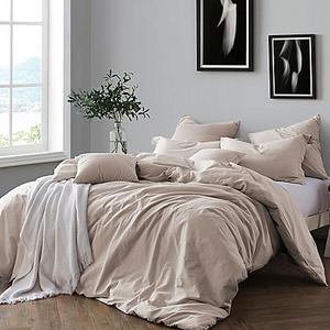 Swift Home Prewashed Yarn-Dyed Cotton Full/Queen Duvet Cover Set in Almond