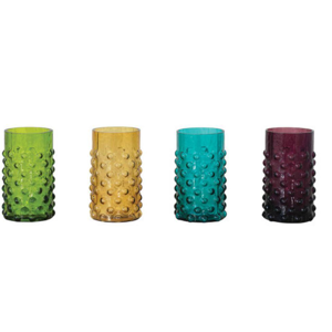 Multi-Colored Hobnail Drinking Glass (Set of 4 Colors)