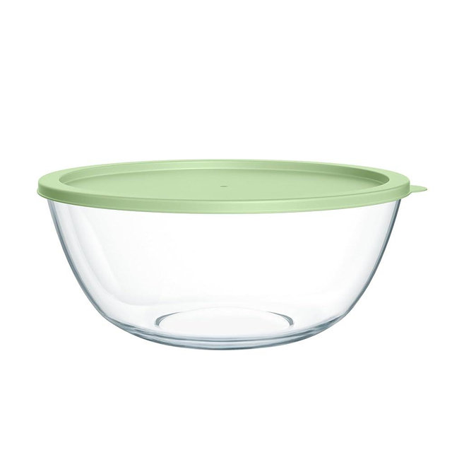 Quald Extra Large Glass Mixing Bowls Clear Glass Salad Cooking Bowls for Kitchen Salad Bread Storage (4.7Qt)