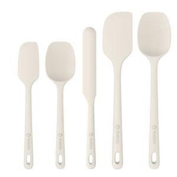 ChefAide 5 Pieces Silicone Spatula Set, Food Grade Rubber Spatula, Upgrade Strong Handle with Ergonomic Grip, Heat Resistant Up to 600°F for Nonstick Cookware, Cooking Candy Series