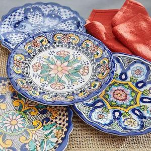 Del Sol Melamine Dinner Plate, Mixed Set of 4