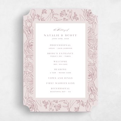 Pink Ticket Wedding Program - Corentine