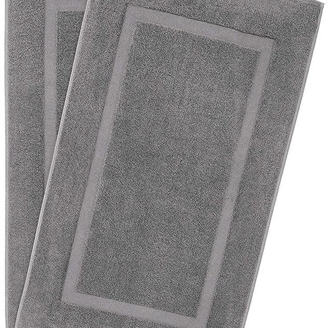 900 GSM Machine Washable 20x34 Inches 2-Pack Banded Bath Mats, Luxury Hotel & Spa Quality, Ringspun Cotton, Maximum Softness & Absorbency by United Home Textile, Light Grey