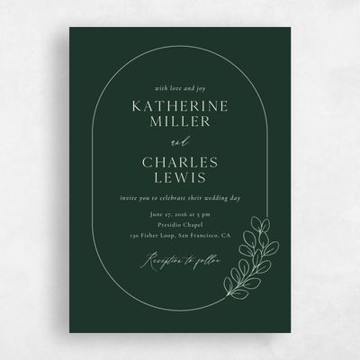 Dark Forest, Green Wedding Invitation - Groveland Portrait