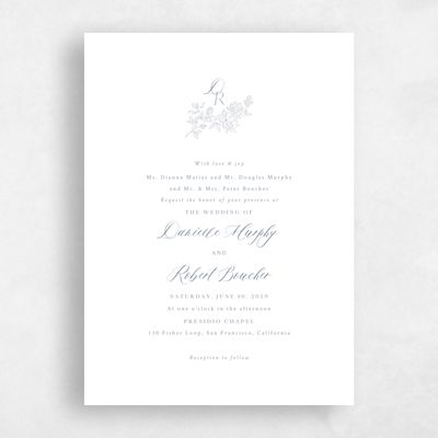Grey Standard Wedding Invitation - Lisette Portrait