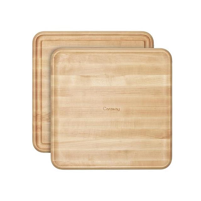 Caraway 12” Prep & Serve Butcher Block, Wood Cutting Board for Kitchen, Square Dual-Sided Chopping Block for Prep, Presentation, and Serving, Maple