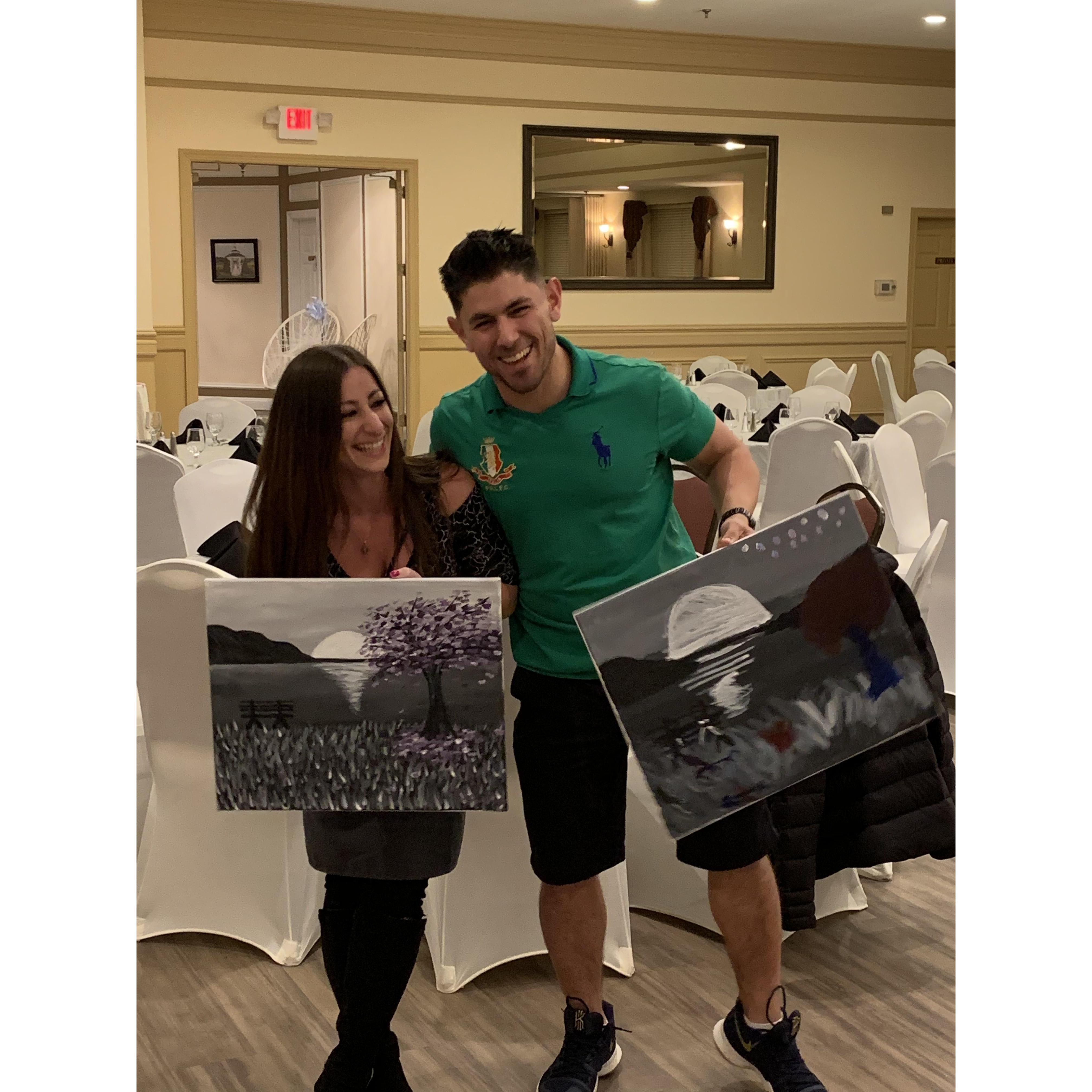 Showing off (?) our painting skills!