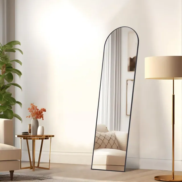 Sweetcrispy 16 x 59 Metal Arch Mirror - Black