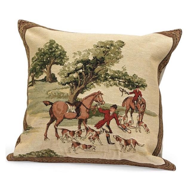 Scully & Scully English Hunt Scene Tapestry Pillow #2