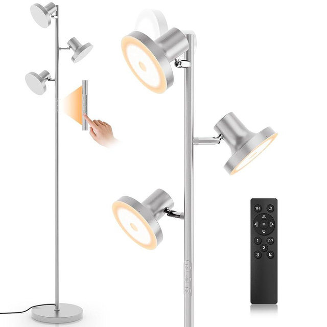 SIBRILLE 36W LED Tree Floor Lamp, Modern Dimmable Standing Lamp with Remote & Touch Control, 4 Color Temperatures, 3 Rotatable LED Light Floor Lamps for Living Room, Bedroom, Office