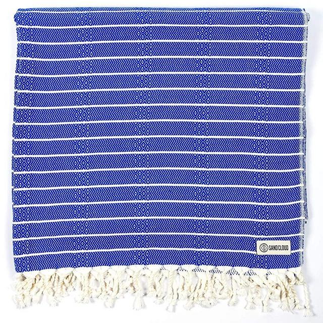 Sand Cloud Turkish Towel - Peshtemal Cotton - Great for Beach or as a Blanket - The Gocek (Royal Blue)